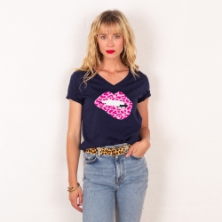 T-shirt Col V Bouche Lava Lamp