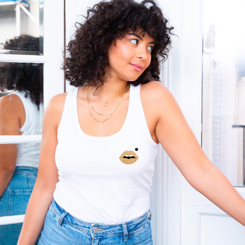 Débardeur Blanc Bouche Cindy Gold T-shirts Faubourg54