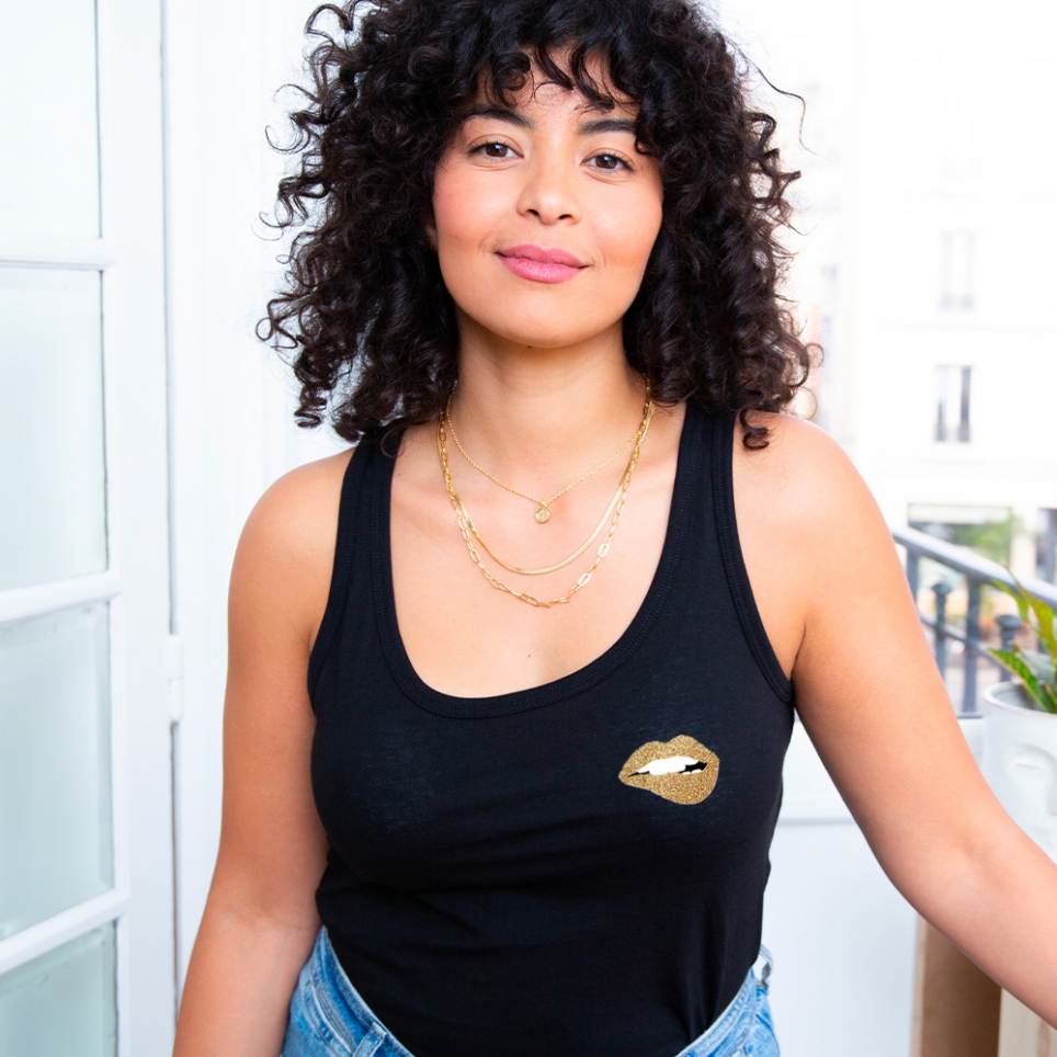 Débardeur Noir Martina Gold T-shirts Faubourg54