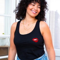 Débardeur Noir Martina Brodée T-shirts Faubourg54