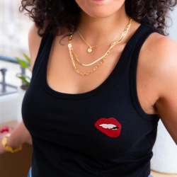 Débardeur Noir Martina Brodée T-shirts Faubourg54