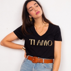 T-shirt Col V Ti Amo Gold