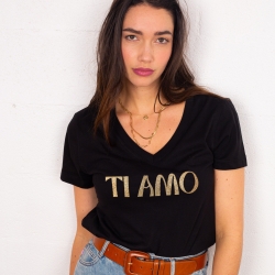 T-shirt Col V Ti Amo Gold
