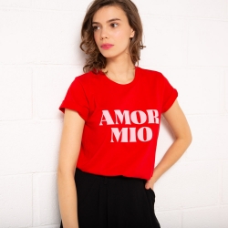 T-shirt Amor Mio rouge et rose