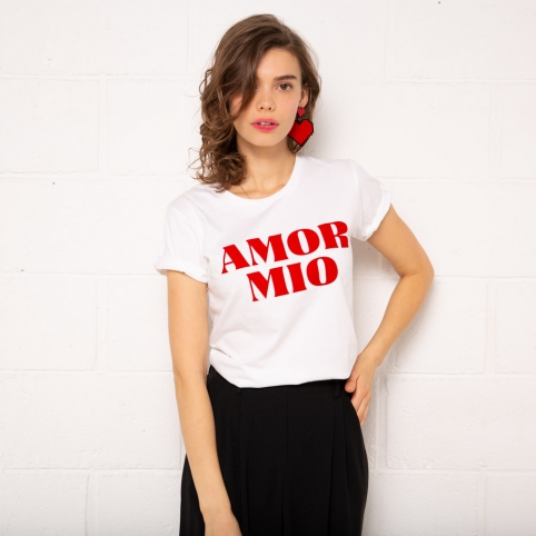 T-shirt Amor Mio blanc et rouge