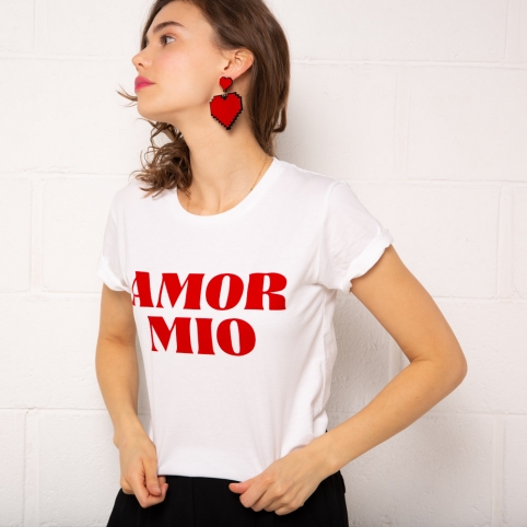 T-shirt Amor Mio blanc et rouge