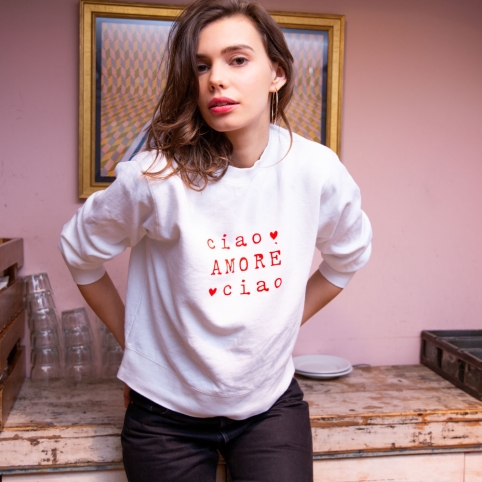 Sweat Blanc Ciao Amore Ciao collection MADEINLOVE