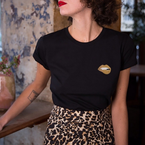 T-shirt Noir Martina Gold