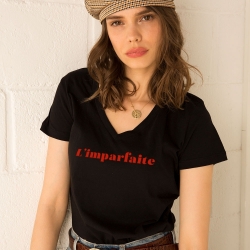 T-Shirt v neck L'imparfaite Noir