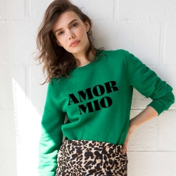 Green Sweatshirt Amor Mio