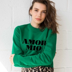 Green Sweatshirt Amor Mio