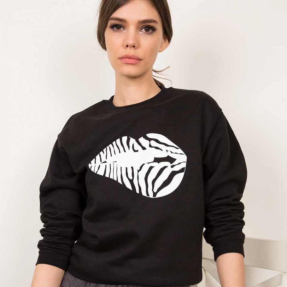 Black Sweatshirt Martina Zebra