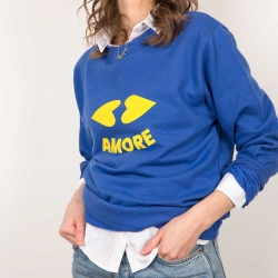 Blue Sweatshirt Heart Lips