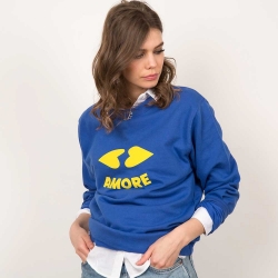 Blue Sweatshirt Heart Lips