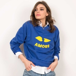 Blue Sweatshirt Heart Lips