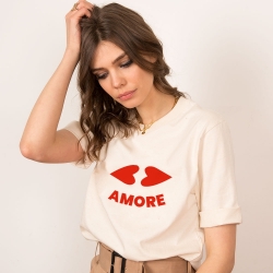 T-Shirt Bouche Cœur Crème