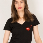 T-Shirt Col V Martina Loves Noir