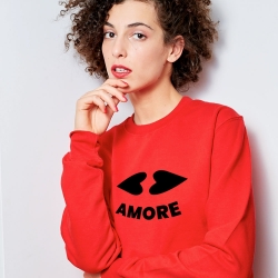 Red Sweatshirt Heart Lips