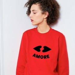 Red Sweatshirt Heart Lips