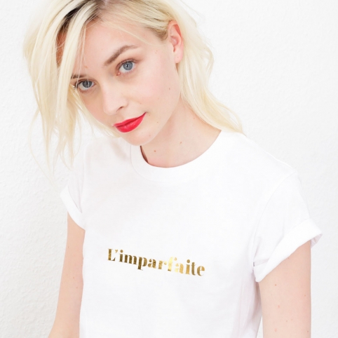 White T-shirt Imparfaite Gold