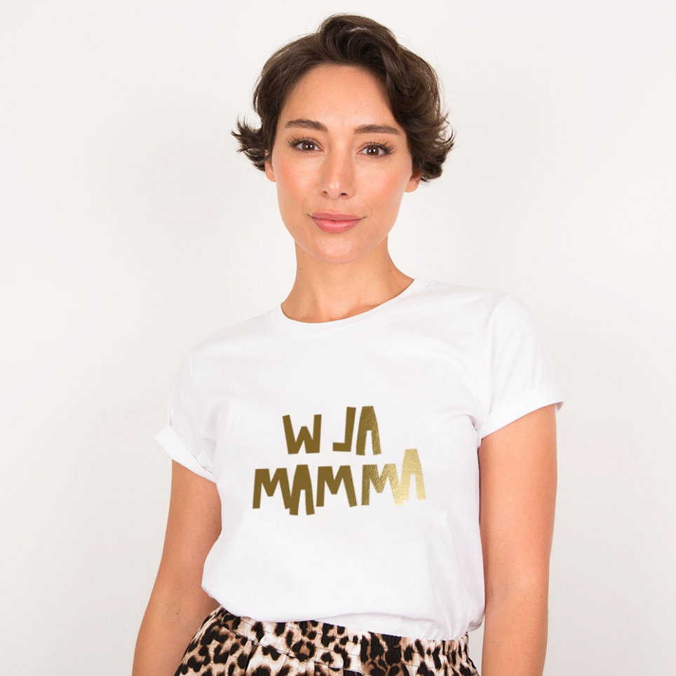 White T-Shirt W La Mamma Gold
