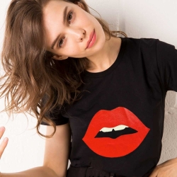 T-shirt Noir Bouche Cindy Faubourg 54