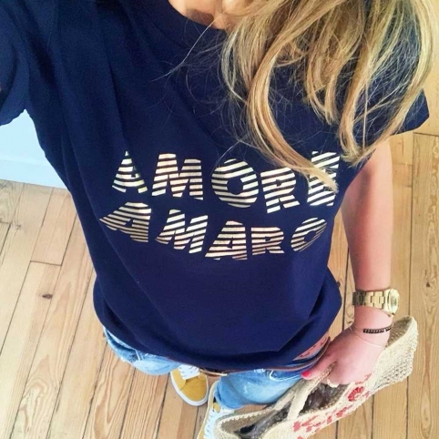 T-Shirt Navy Amore Amaro by LesFutiles