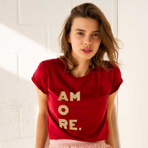 T-shirt Amore Gold Deep red