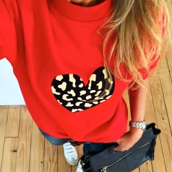 Red sweatshirt leopard heart by LesFutiles