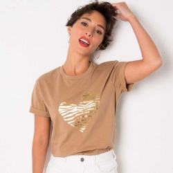 T-Shirt Camel Coeur Zébré