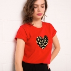 T-Shirt Rouge Coeur Leopard