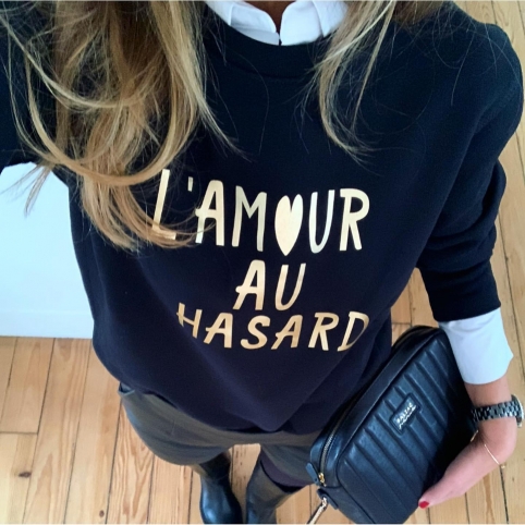 Black Sweatshirt L'amour au Hasard by LesFutiles