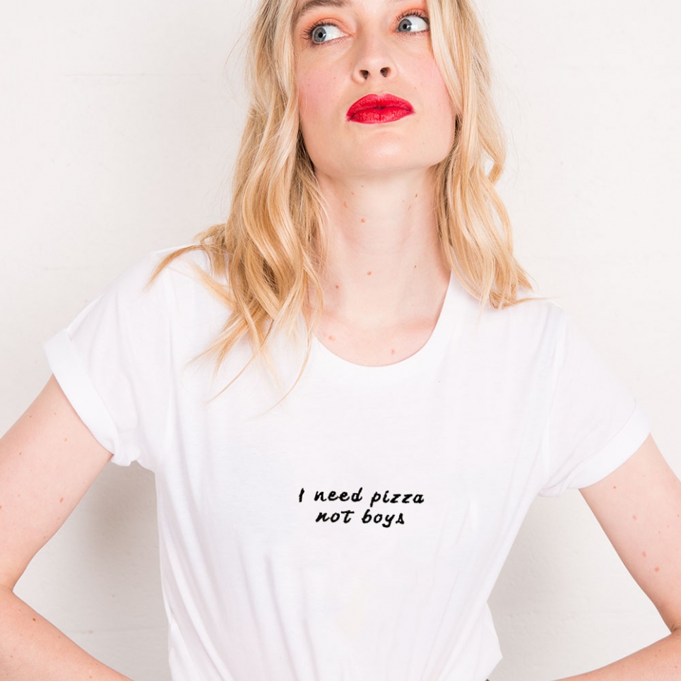 T-Shirt Blanc I Need Pizza FEMME Faubourg54