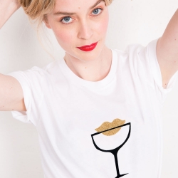 T-Shirt Blanc Bouche Champagne FEMME Faubourg54